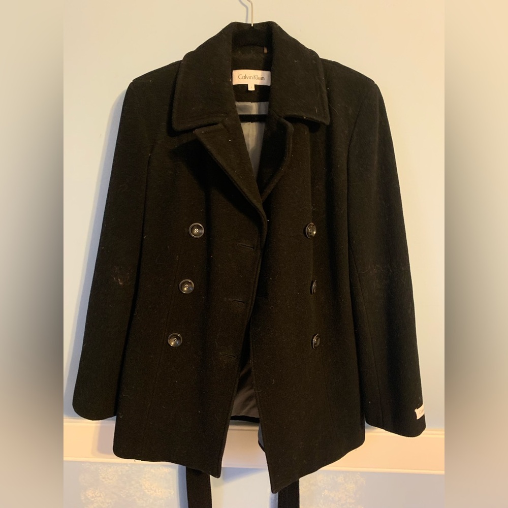 Black Calvin Klein wool coat